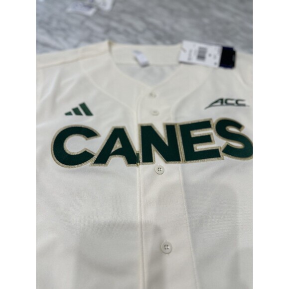 Adidas Miami Hurricanes Canes Baseball Button Down Jersey Men’s Medium JD0739 - Picture 5 of 8